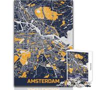 Puzzle da 1000 pezzi per adolescenti, mappa di Amsterdam, giocattoli, giochi educativi, regalo di compleanno, regali di Babbo Natale segreto, dimensioni 50x75cm