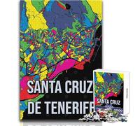 Puzzle da 1000 pezzi per adolescenti, mappa di Santa Cruz de Tenerife, gioco educativo per famiglie, migliora la memoria, regali di compleanno, dimensioni 50x75cm