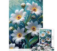 Puzzle da 1000 pezzi per adolescenti margherite bianche con gocce d'acqua giocattoli antistress regali per donne e uomini gioco educativo sfida educativa dimensioni 38x52cm