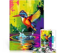 Puzzle da 1000 pezzi per adolescenti Martin pescatore Splash Fatto di cartone per età 14+ Gioco impegnativo e gioco per famiglie ottimo regalo di Natale misurare：26x38cm/10.24 x 14.96pollice