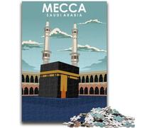Puzzle da 1000 pezzi per adolescenti Mecca Arabia Saudita Arte per ragazzi dai 14 anni in su Sfida educativa Attività divertenti a casa, regali di compleanno, regali di viaggio (dimensioni 38x26cm)