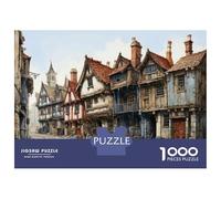 Puzzle Da 1000 Pezzi Per Adolescenti Medieval Townscape with Half-Timbered Houses Puzzle Per Adolescenti Gioco Rompicapo Regali Per Donne Attività Divertenti A Casa 70x50cm/1000pcs