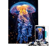 Puzzle da 1000 pezzi per adolescenti meduse fluorescenti in acqua scura sfida per l'intelligenza giocattolo educativo che stimola la memoria regalo di compleanno (dimensioni 38x52cm)