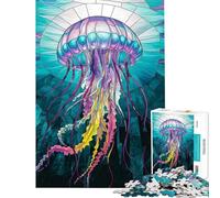 Puzzle da 1000 pezzi per adolescenti "Meduse in vetro colorato dai colori vivaci nelle profondità oceaniche" Puzzle per adulti Gioco pratico di analisi e logica per ridurre lo stress (38x26cm)