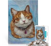 Puzzle da 1000 pezzi per adolescenti Meme del gatto sorridente blu Gioco educativo per famiglie Lista dei desideri con Babbo Natale 52x38cm