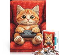 Puzzle da 1000 pezzi per adolescenti Meme di un simpatico gattino gamer Gioco pratico Decorazione murale Regali unici per compleanno e Natale 52x38cm