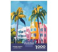 Puzzle Da 1000 Pezzi Per Adolescenti Miami Beach Art Print Puzzle Per Adulti Giochi Rilassanti Taglio Di Precisione Regali Per Amici E Familiari 38x26cm/1000pcs