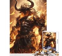 Puzzle da 1000 pezzi per adolescenti Minotauro Guerriero in Aura di Fuoco Decorazione per la casa Giocattoli Regali di Babbo Natale segreto Gioco educativo Aiuta l'esercizio del cervello 50x75cm