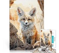 Puzzle da 1000 pezzi per adolescenti Miraggio della volpe Fennec Vacanza a casa: uccidere il tempo con poster abbinato e foglio di quiz 38x26cm
