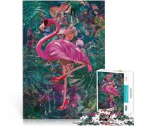 Puzzle da 1000 pezzi per adolescenti Moda Fenicottero Giungla Tropicale Assemblaggio del modello offerte come regali per tutta la famiglia 38x26cm