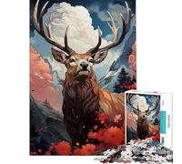 Puzzle da 1000 pezzi per adolescenti modello Antlered Majesty puzzle fai da te per ragazzi ideale per le vacanze a casa e per passare il tempo insieme interattivo tra genitori e figli (38x26cm)