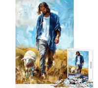 Puzzle da 1000 pezzi per adolescenti moderno con Gesù e agnello gioco rompicapo ideale per le vacanze a casa per passare il tempo un giocattolo educativo che rafforza l'amore tra le coppie (50x75cm)