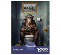 Puzzle Da 1000 Pezzi Per Adolescenti Monkey on The Toilet Puzzle Antistress Giocattoli Regalo Per Donne È Ideale Come Regalo 52x38cm/1000pcs
