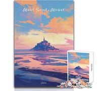 Puzzle da 1000 pezzi per adolescenti Mont Saint Michel Divertimento in famiglia e serata di giochi Decorazione perfetta Giocattoli fai da te Dimensioni 50x75cm