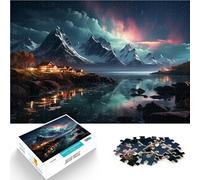 Puzzle da 1000 pezzi per adolescenti Montagne dell'aurora boreale Giocattoli antistress Decorazione murale Regali unici per compleanno e Natale 75x50cm