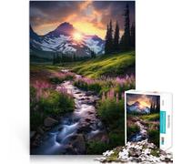 Puzzle da 1000 pezzi per adolescenti Monti di primavera - Riverbend Ridge Regali di giochi impegnativi Regalo di compleanno, regali, arte murale 38x26cm