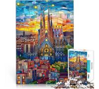Puzzle da 1000 pezzi per adolescenti Mosaico del tramonto di Barcellona Gara di velocità delle mani Giocattoli per la decorazione della casa 52x38cm