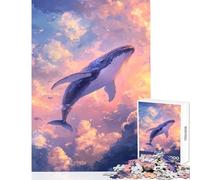 Puzzle da 1000 pezzi per adolescenti motivo: balena nel cielo giocattolo da parete divertente regalo per famiglie con pezzi completamente interconnessi e di forma casuale (dimensioni 50x75cm)