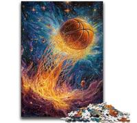 Puzzle da 1000 pezzi per adolescenti, motivo: basket con fiamme, giocattoli educativi, ideale come regalo per tutta la famiglia, dai 14 anni in su, 50x75cm