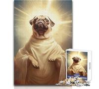 Puzzle da 1000 pezzi per adolescenti, motivo: carlino divino, bellissimo design, gioco per migliorare la memoria, regalo di compleanno, dimensioni: 38x52cm