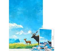 Puzzle da 1000 pezzi per adolescenti motivo cervi in un prato decorazione per la casa giocattoli opere d'arte regalo giochi rilassanti con pezzi completamente interconnessi di forma casuale 38x26cm