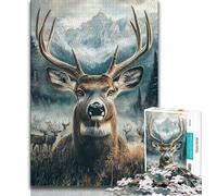 Puzzle da 1000 pezzi per adolescenti motivo: cervo di montagna 1000 pezzi per adulti regali presente e regalo per amanti o amici (26x38cm)