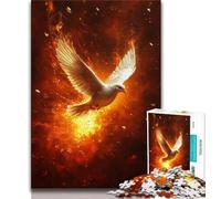 Puzzle da 1000 pezzi per adolescenti, motivo: colomba di fiamma, antistress, sfida difficile, ideale come regalo per tutta la famiglia, 75x50cm