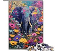 Puzzle da 1000 pezzi per adolescenti, motivo: elefante floreale, per età pari o superiore a 14 anni, giocattolo educativo intellettuale decompressivo, ottimo regalo (dimensioni 50x75cm)