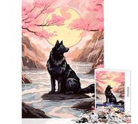 Puzzle da 1000 pezzi per adolescenti motivo: fiori di ciliegio e lupo decorazione per la casa giocattoli regalo per compleanni giochi educativi Ogni pezzo è unico Dimensioni: 50x75cm