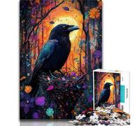 Puzzle da 1000 pezzi per adolescenti, motivo: fiori e corvo, ideale come regalo educativo per tutta la famiglia (75x50cm)