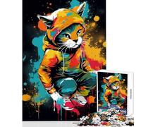 Puzzle da 1000 pezzi per adolescenti motivo: gattino hip hop decorazione da parete ottimo regalo per giochi impossibili difficile da completare (dimensioni 50x75cm)