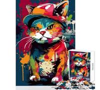 Puzzle da 1000 pezzi per adolescenti motivo: gattino hip hop decorazione per la casa giocattoli regali per donne e uomini gioco educativo per migliorare l'amore tra coppie dimensioni: 38x26cm