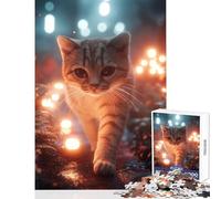 Puzzle da 1000 pezzi per adolescenti motivo gatto a strisce in una foresta magica giocattolo decorazione da parete opera d'arte regalo giochi rilassanti con pezzi completamente interconnessi