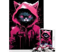 Puzzle da 1000 pezzi per adolescenti motivo gatto con cappuccio rosa decorazione per la casa in difficoltà giocattoli regali di Babbo Natale segreto gioco pratico aiuta a esercitare il cervello