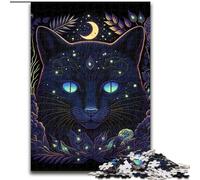 Puzzle da 1000 pezzi per adolescenti, motivo: gatto con luce nera, adatti dai 14 anni in su, ideali come regalo per tutta la famiglia (dimensioni 50x75cm)