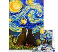 Puzzle da 1000 pezzi per adolescenti motivo: gatto notte stellata decorazione per la casa giocattoli idee regalo per giochi educativi allena il tuo cervello e le tue mani dimensioni: 38x26cm