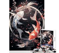 Puzzle da 1000 pezzi per adolescenti motivo giapponese Koi Ying Yang decorazione per la casa giocattoli regalo di compleanno gioco pratico con poster abbinato e foglio di quiz dimensioni 38x52cm