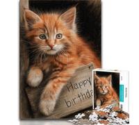Puzzle da 1000 pezzi per adolescenti motivo: "Happy Birthday Cat" per adulti e adolescenti 1000 pezzi antistress sfida difficile migliora l'amore tra coppie (38x26cm)
