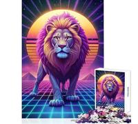 Puzzle da 1000 pezzi per adolescenti motivo: leone Synthwave giocattolo da parete ottimo regalo per giochi impossibili difficile da completare (dimensioni 38x26cm)