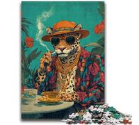 Puzzle da 1000 pezzi per adolescenti, motivo leopardo alla moda, gioco per famiglie, antistress, sfida difficile, collezione di artisti, belle arti, 26x38cm