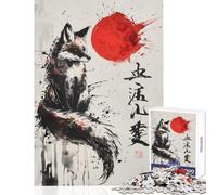 Puzzle da 1000 pezzi per adolescenti motivo: luna di sangue kitsune pittura a inchiostro giocattolo decorazione da parete regalo per compleanni gioco per famiglie allena il cervello e le mani
