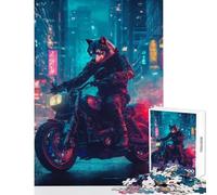 Puzzle da 1000 pezzi per adolescenti motivo: lupo cavaliere nella città al neon giocattoli per la casa regali di compleanno giochi rilassanti sfida educativa (dimensioni 38x26cm)
