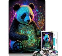 Puzzle da 1000 pezzi per adolescenti motivo: panda al neon 1000 pezzi per adulti regali presente e regalo per amanti o amici (26x38cm)