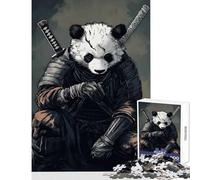 Puzzle da 1000 pezzi per adolescenti motivo: panda guerriero samurai decorazione per la casa giocattoli idee regalo gioco rompicapo con poster abbinato e foglio di quiz dimensioni: 38x52cm