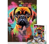 Puzzle da 1000 pezzi per adolescenti motivo Puggle Dog Graffiti giocattolo decorazione da parete opera d'arte regalo giochi rilassanti con pezzi completamente interconnessi di forma casuale 50x75cm