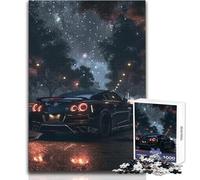 Puzzle da 1000 pezzi per adolescenti, motivo: Super Cars Gtr R, colore: Nero, accogliente, rilassante, giocattolo da gioco avanzato con taglio di precisione, dimensioni: 50x75cm