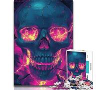 Puzzle da 1000 pezzi per adolescenti motivo: teschio al neon regalo di compleanno regali decorazione da parete per bambini dai 14 anni in su 26x38cm