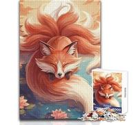 Puzzle da 1000 pezzi per adolescenti, motivo: tramonto, volpe a nove code, ideale per momenti di relax, giocattolo da gioco con fustella di precisione, dimensioni: 38x26cm