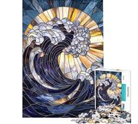 Puzzle da 1000 pezzi per adolescenti motivo vetrata a onda puzzle fai-da-te per ragazzi ideale per le vacanze a casa e per passare il tempo insieme interattivo genitore-figlio (dimensioni 38x52cm)