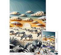 Puzzle da 1000 pezzi per adolescenti motivo zebre della savana selvaggia giocattoli per la decorazione della casa fantastici regali e giocattoli gioco per famiglie interazione genitore-figlio 38x52cm